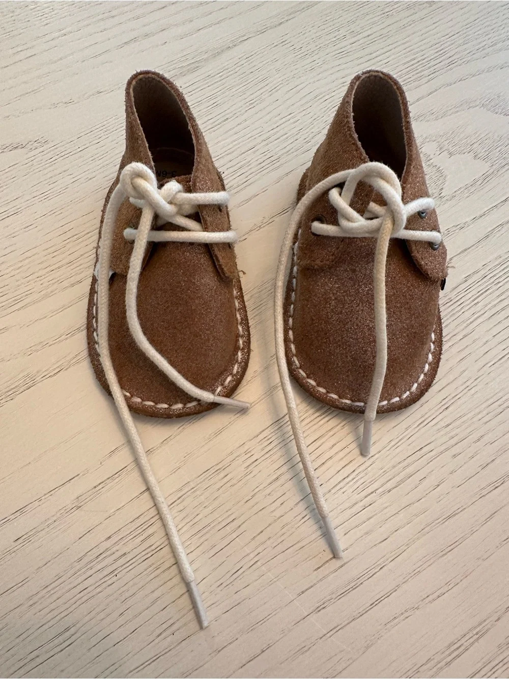 Monkey Feet Kids Brown Suede Lace-Up Moccasin Shoes 3-6 months